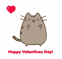 happy valentines day, love, saint valentin, amour, chat, coeur, pusheen cat