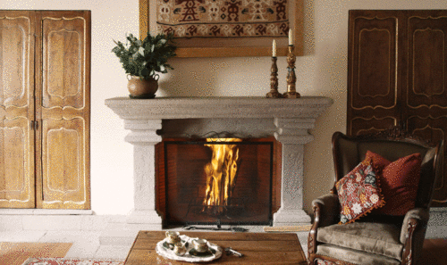 feu de cheminee, fireplace, cinemagraph, salon, living room, chaud, warm, hiver