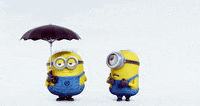 minions, triste, parapluie, content, film
