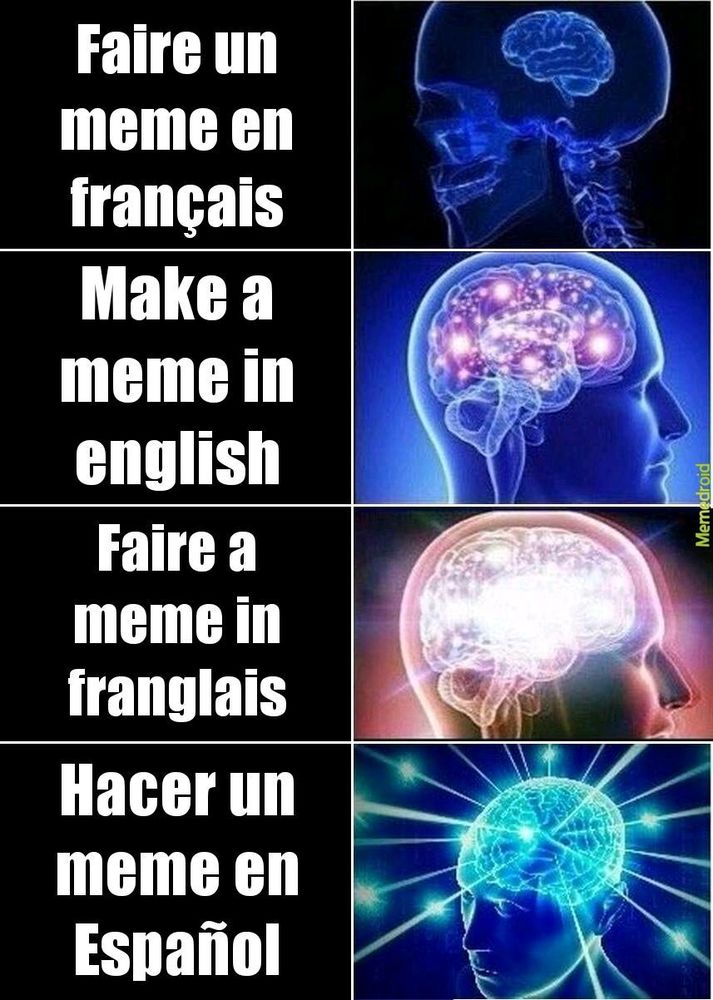 faire un meme en francais, anglais, hacer un meme en espanol, cerveau intelligence