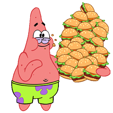 patrick, manger un hamburger, hamburger, bob l'éponge