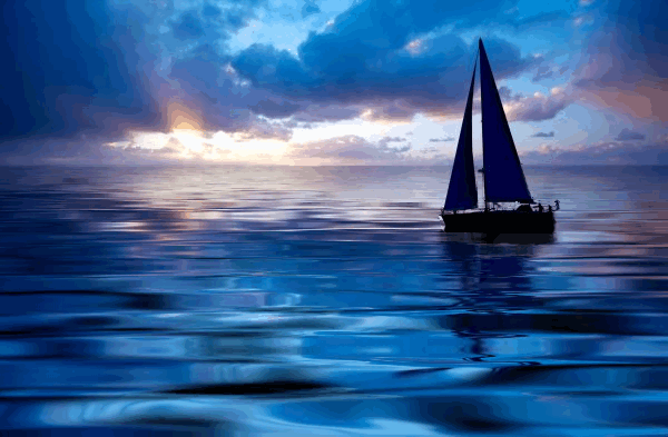 bateau, voilier sur la mer, ocean, cinemagraph