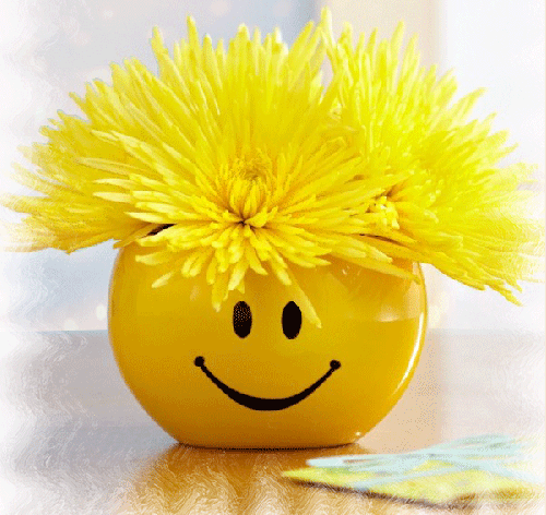fleurs jaunes, smiley
