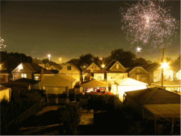 feu d artifice dans la ville, firework in the city, fireworks, new year, nouvel an, bonne annee