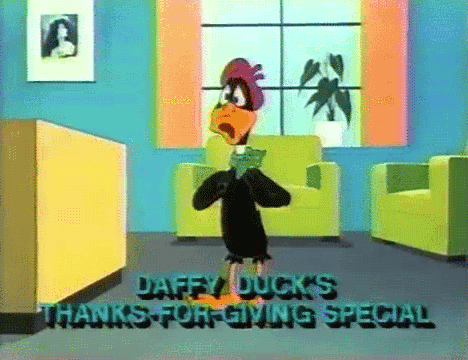 happy thanksgiving, action de grace, accion de gracias, daffy duck