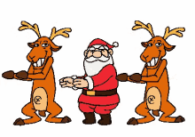 danse de noel, pere-noel et rennes, christmas dance, santa claus, reindeer