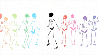 squelettes multicolores, danser