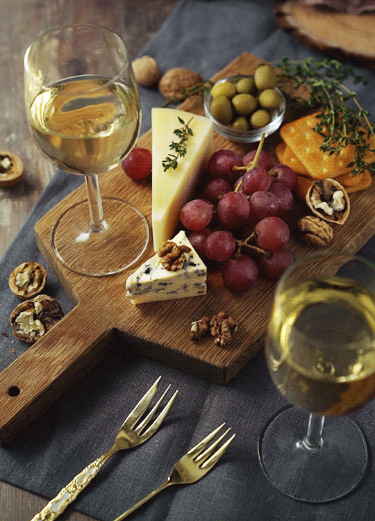 comida, vin blanc, fromage, cinemagraph