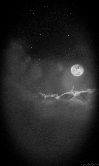 lune, nuage, nuit, ciel, etoiles