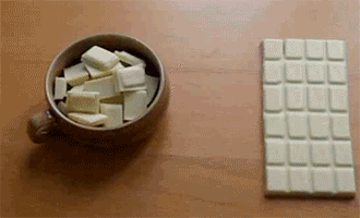 tablette de chocolat blanc, galak, illusion optique