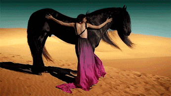woman, horse, desert