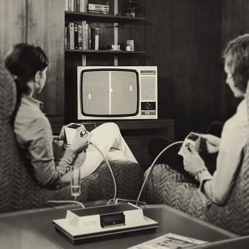 vintage, jeu video, pong, televiseur, tv