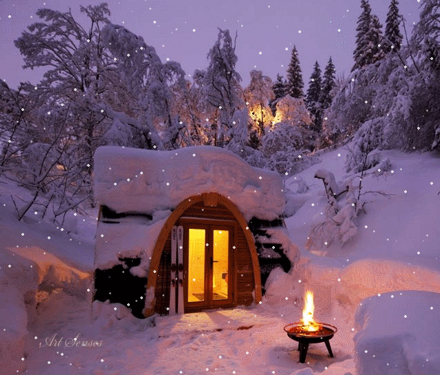 chalet en bois, petite maison, neige