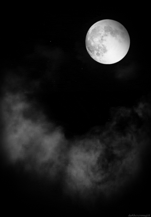 pleine lune, nuage, nuit, ciel, etoiles, noir et blanc