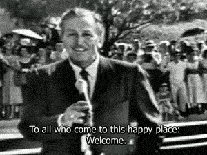 to all who come to this happy place, welcome, presentateur tv, noir et blanc, vintage, oldies