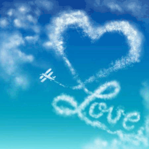 nuages, love, ciel, avion