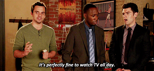 new girl, nick, schmidt, winston, its perfectly fine to watch tv all day