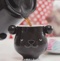 tasse magique panda, the, cafe, boisson chaude, petit dejeuner, matin