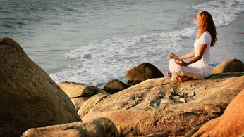 femme, yoga, meditation, zen, plage, mer, ocean, cinemagraph