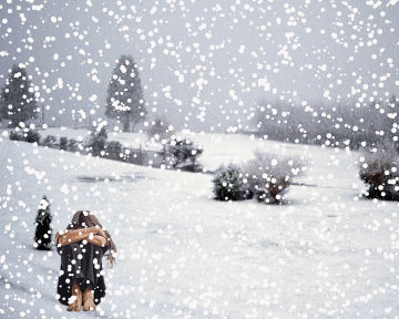 hiver, neige, winter, snow, femme triste
