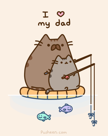 pusheen cat, i love my dad, father and son, fishing, sticker chat, pere et fils, j aime mon papa, fete des peres, peche
