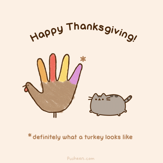happy thanksgiving, action de grace, accion de gracias, dinde, turkey, pusheen