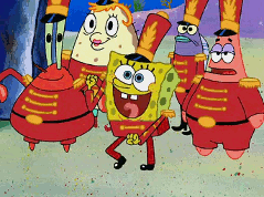 spongebob, danser, patrick, cérémonie, musique