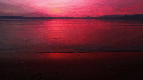 coucher de soleil sur la mer, reflet rose, ciel, nature
