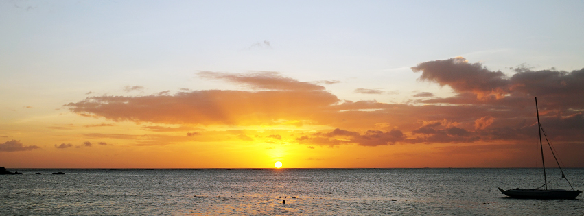 coucher de soleil, ocean indien, mer, ile maurice, voilier, bateau, couverture facebook, fb cover