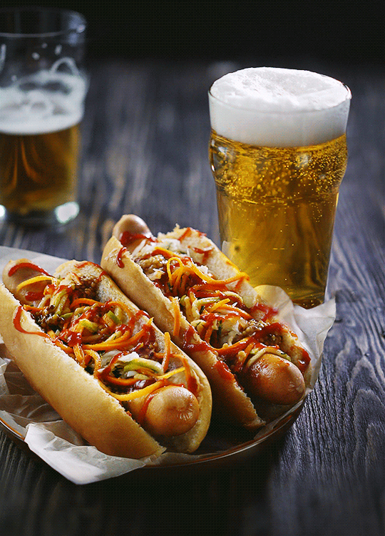 cerveja, biere et hot-dog, cinemagraph