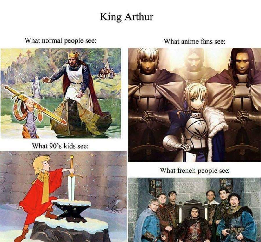 francais, king arthur, roi, what normal people see, what french see