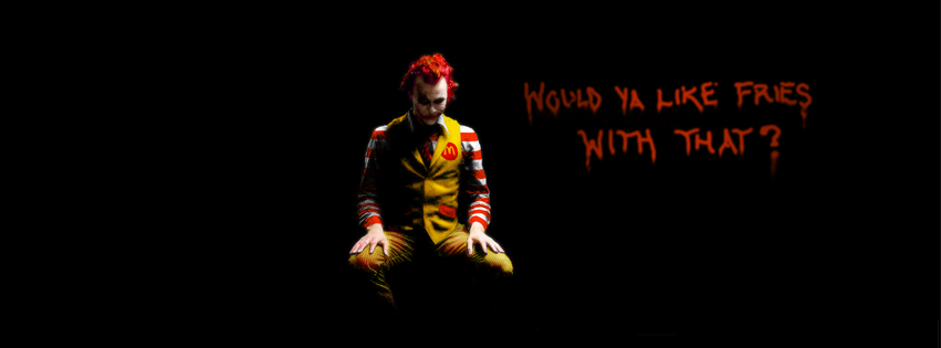 ronald mc donald, joker, mechant clown, would you like fries with that, batman, couverture facebook, facebook cover