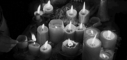 bougies, noir et blanc