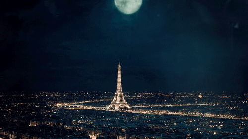 paris by night, tour eiffel, lune, nuage, nuit, ciel, etoiles, ville, time lapse