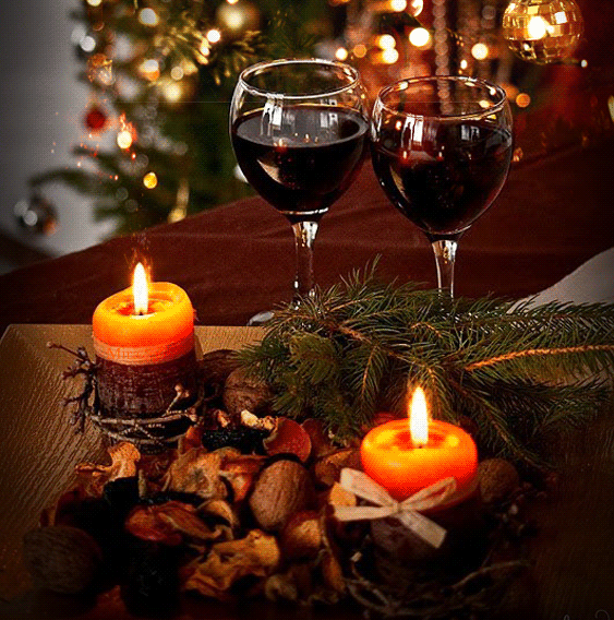 noel, bougies, vin rouge, christmas, candles, red wine
